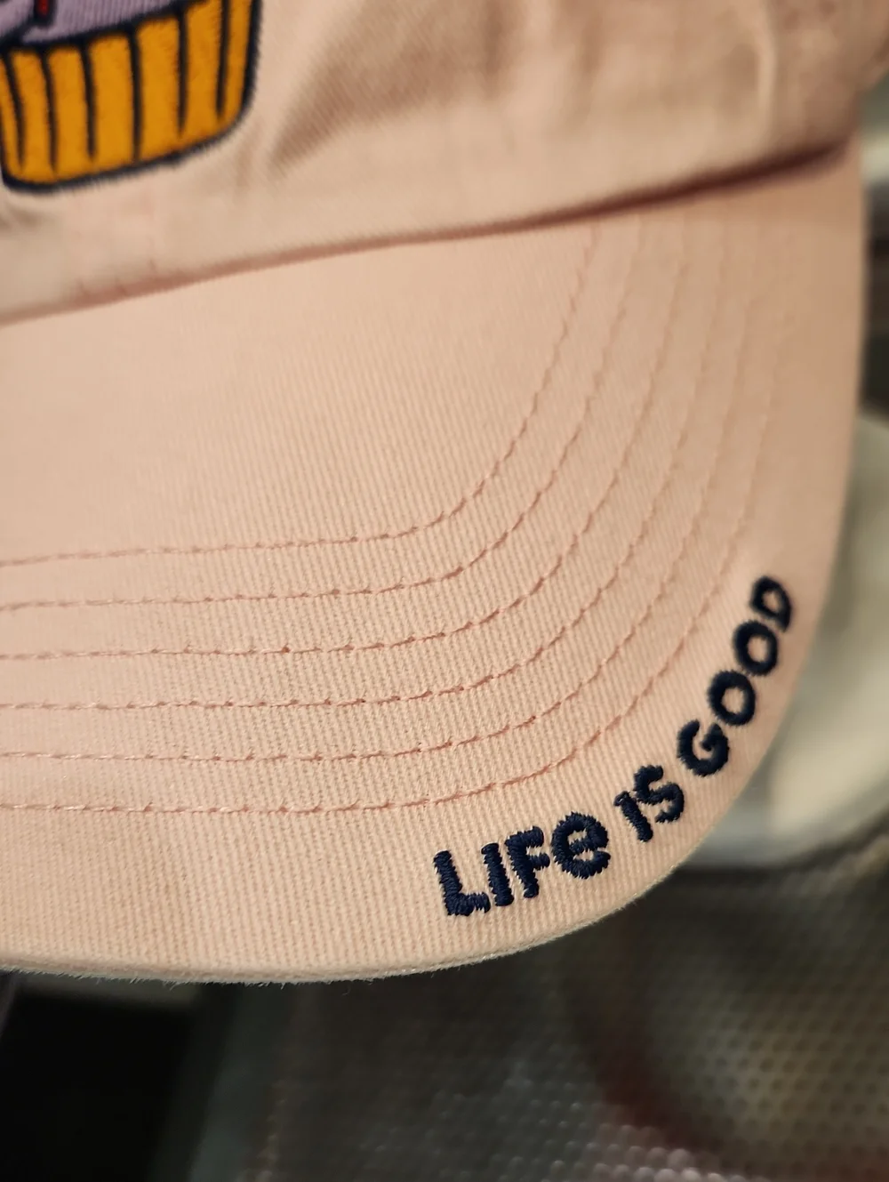 EUC Life Is Good Pretty Sweet Pink Hat w/cupcake Sz Youth M/L 100% Cotton